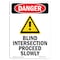 Signmission OSHA Danger Sign, Blind Intersection, 10in X 7in Decal, 7" W, 10" L, Portrait, Blind Intersection OS-DS-D-710-V-1047 - alternate 1